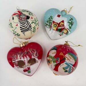 Pier 1 One Imports Li Bien Christmas Ornaments Lot of 4 2015-2018 Hand Painted